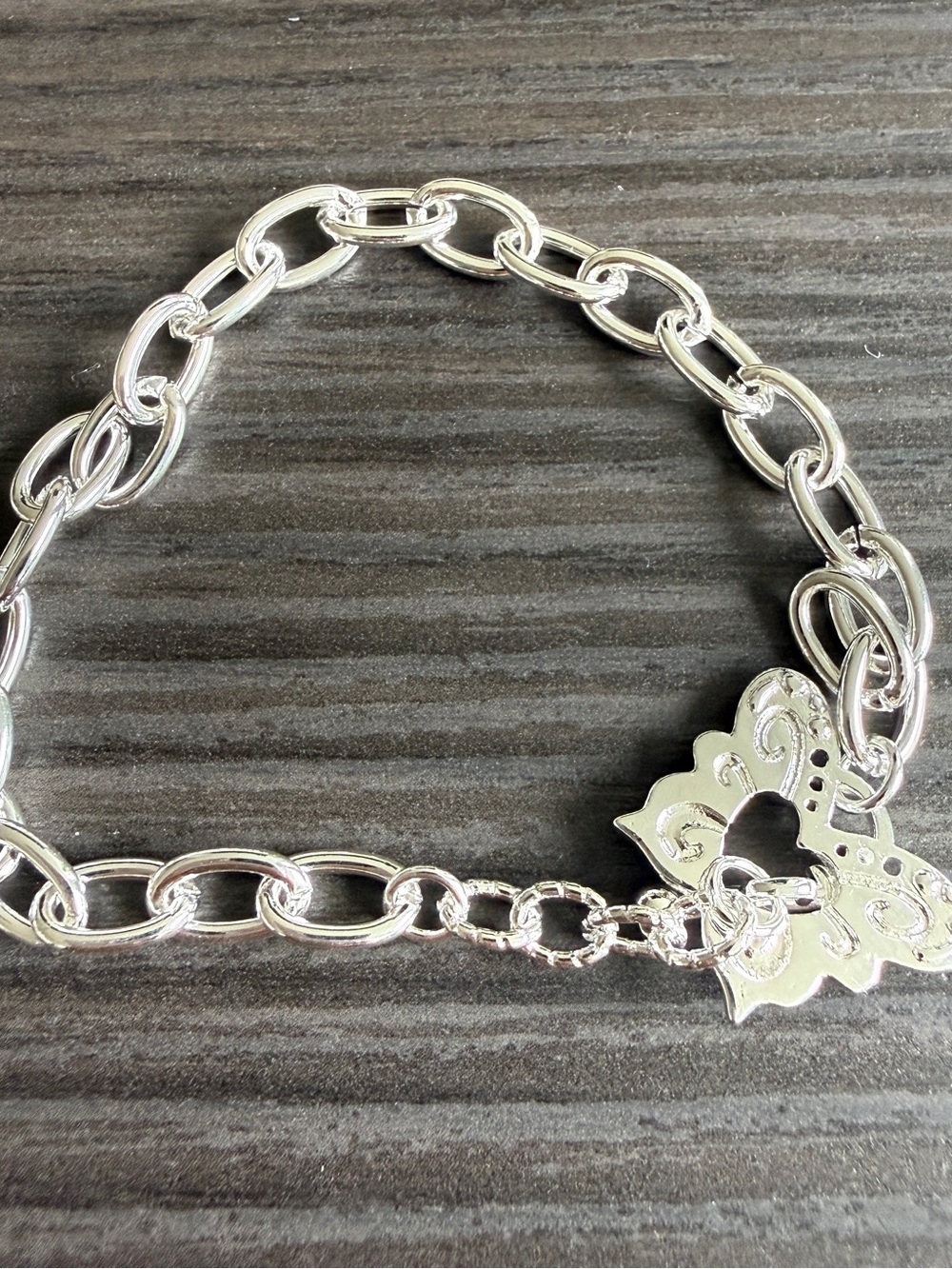 Silver Heart Link Bracelet - Women's Silver Chain Bracelet